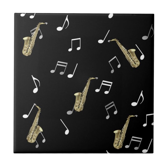 Saxofone Jazz e Notas Musicais (Frente)