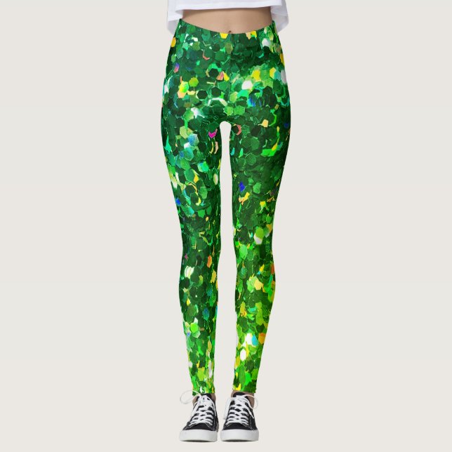 Scale Verde Holo Glitter Leggings Glitz! (Frente)