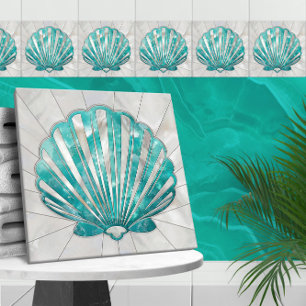 Scallop Shell - Aquamarine e Pérolas