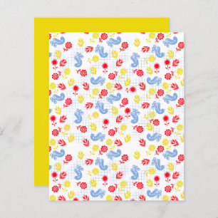 Scandi Blue Bird Red Yellow Flower Book