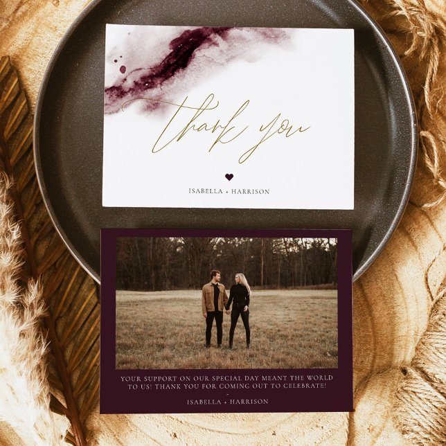 SCARLETT Boho Burgundy Cartões de agradecimentos d (Criador carregado)