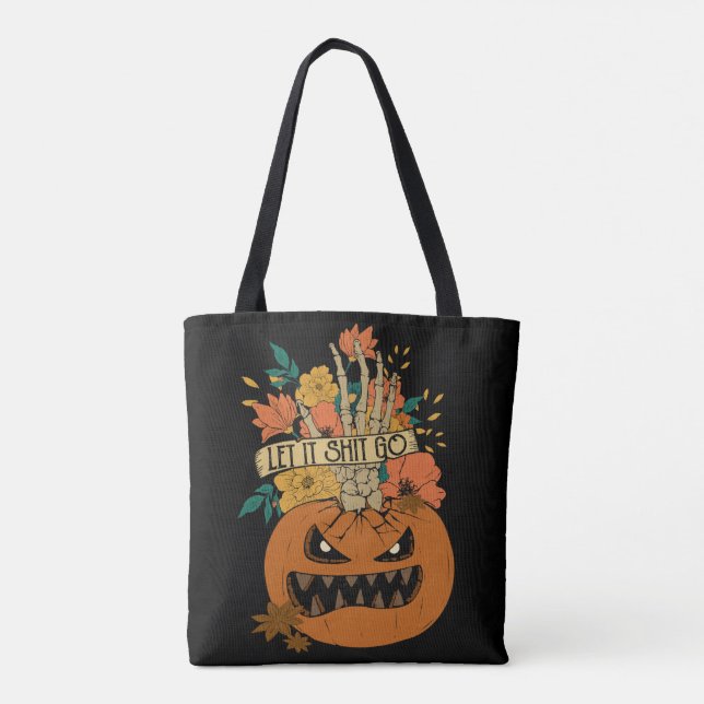 Scary Pumpkin Halloween Tote Bag (Verso)