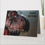Scary Tyrannosaurus Rex, Grande Cartão de Aniversá<br><div class="desc">Imagem é um Tiranossauro Rex assustador com uma mensagem de aniversário</div>