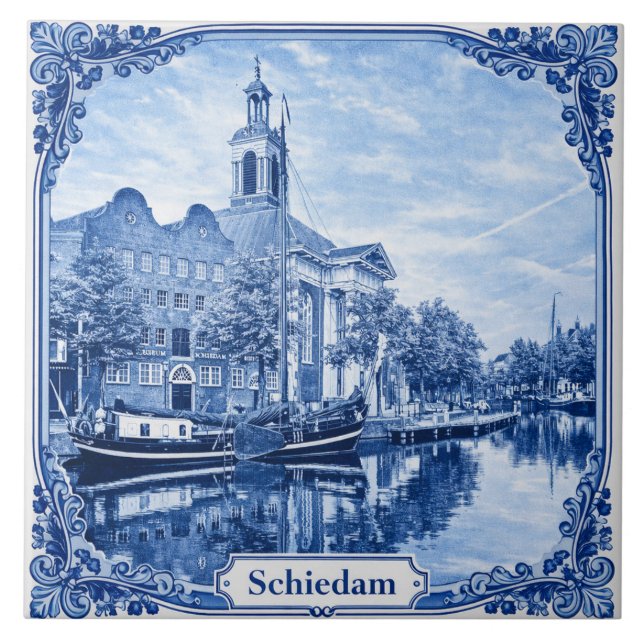 Schiedam Delft Blue style ceramic tile (Frente)