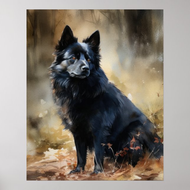 Schipperke Dog Art Impressão (Frente)