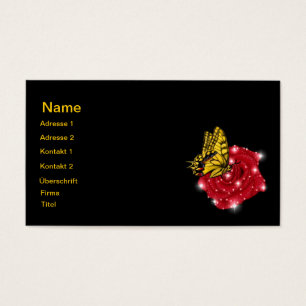 Schmetterling auf rote Rosa m. sterne regentropfen