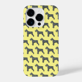 Schnauzer Cute Dog Silhouch Grid Yellow