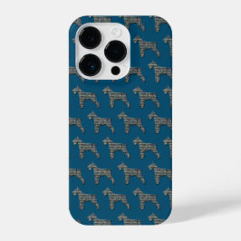 Schnauzer Cute Dog Silhouket Grid Blue