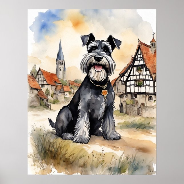Schnauzer - Impressão de Arte Canina (Frente)