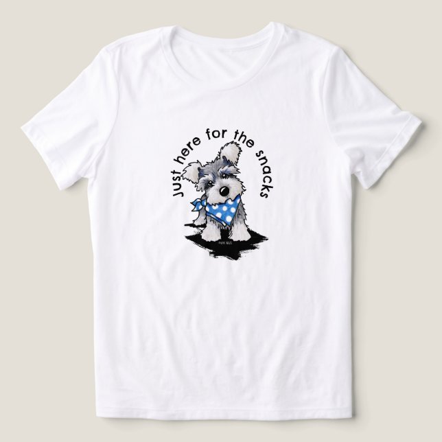 Schnauzer Só Aqui Para Snacks T-Shirt (Design frontal)