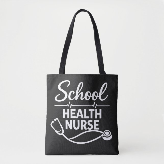 School Health Nurse Tote Bag with ECG & Stethoscop (Frente)