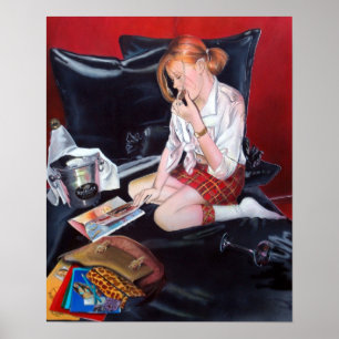 School's out imprimes poster print woman painting