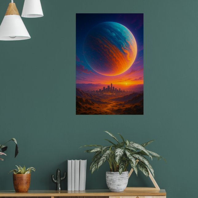 Sci-Fi Cosmic City Poster Wall Art – Futuristic  (Sala de Estar 1)