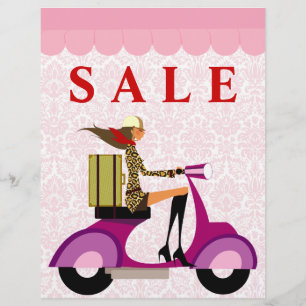 Scooter de Moda Flyer Mulher Rosa Damask