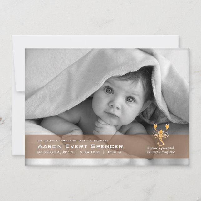 Scorpio, Cartão de Anúncio de Foto do Scorpion (Frente)
