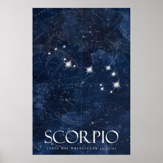 Scorpio Poster com nome, sinal de estrela zodiac
