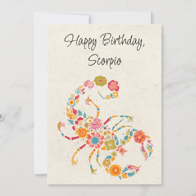 Scorpio Scorpion Zodiac Floral - Placa Plana (Frente)