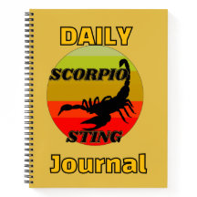 Scorpio sting on vintage sunset-horoscope, journal