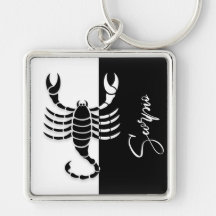Scorpio Zodiac Sinal, Chaveiro preto e branco