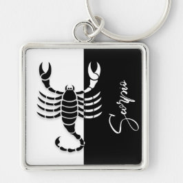 Scorpio Zodiac Sinal, Chaveiro preto e branco