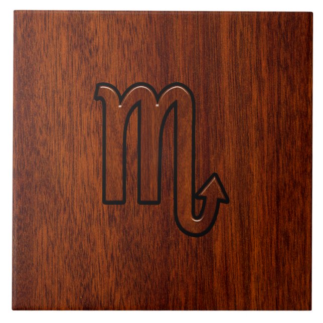 Scorpio Zodiac - Sinal de Mahogany Brown Style (Frente)