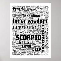 Scorpio Zodiac Word Cloud Poster