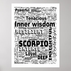 Scorpio Zodiac Word Cloud Poster