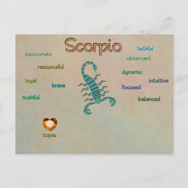 Scorpio zodiano características do cartão postal (Frente)
