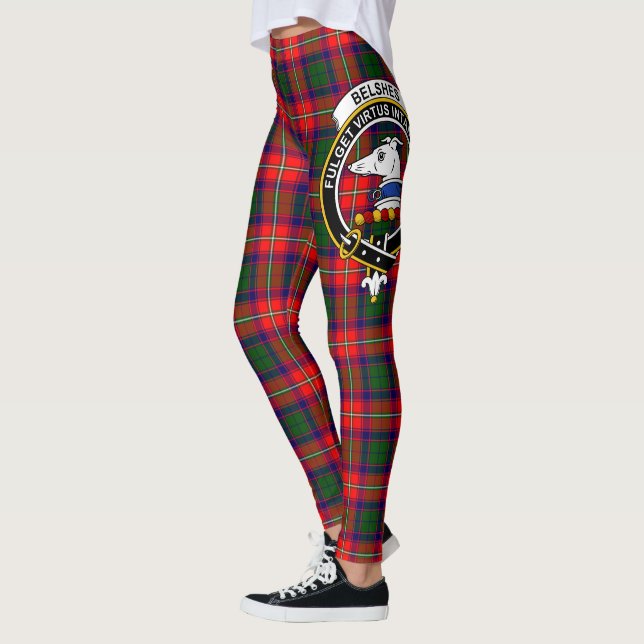 Scotstee Clan Belshes Crest Tartan Women Leggings (Esquerda)
