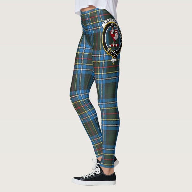 Scotstee Clan Cockburn Crest Tartan Women Leggings (Esquerda)