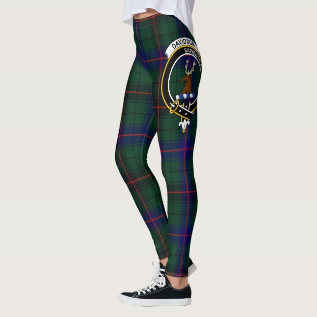 Scotstee Clan Davidson Crest Tartan Women Leggings (Esquerda)