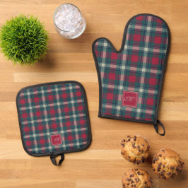 Scott Red Green Modern Scottish Tartan Monogrammed