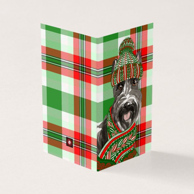Scottie Dog com Red and Green Xadrez Christmas (Exterior)