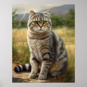 Scottish Fold Cat Art Print Poster