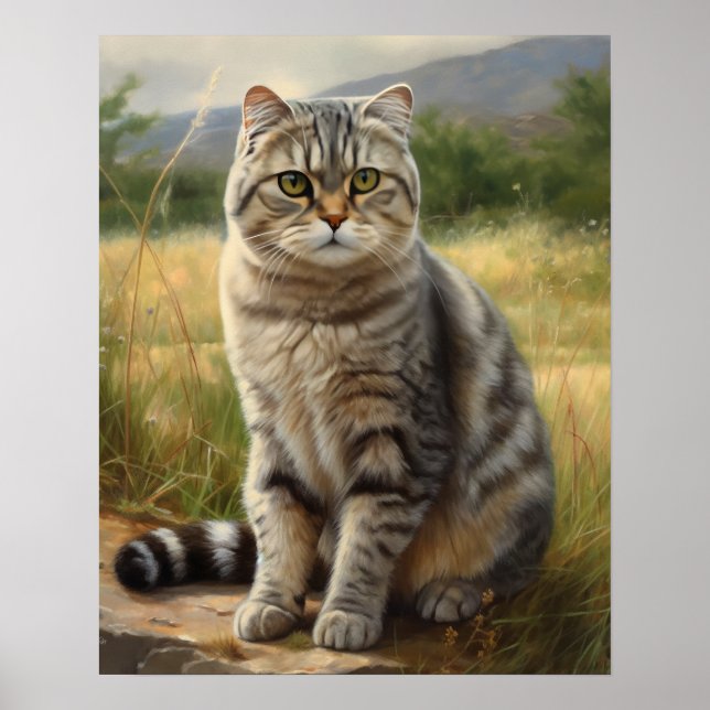 Scottish Fold Cat Art Print Poster (Frente)