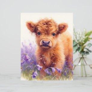 Scottish Highland Calf Wildflower Scrapbook Paper