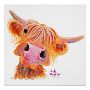 Scottish Highland Cow 'Nessie' Poster Impressão