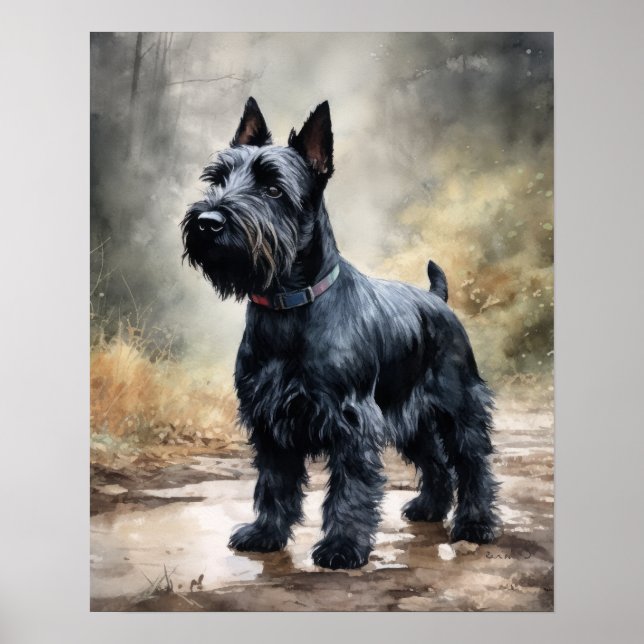 Scottish Terrier Dog Art Impressão Poster (Frente)