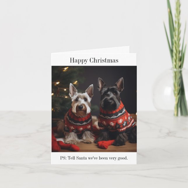 Scottish Terrier Dogs - Feliz Cartão de Natal (Frente)