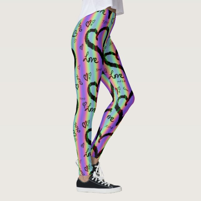 Scribble Love Xoxo Heart Stripe Leggings (Direita)