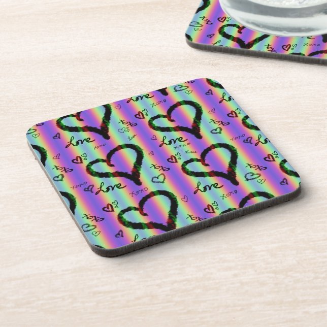 Scribble Love Xoxo Heart Stripe Plastic Porta copo (Left Side)