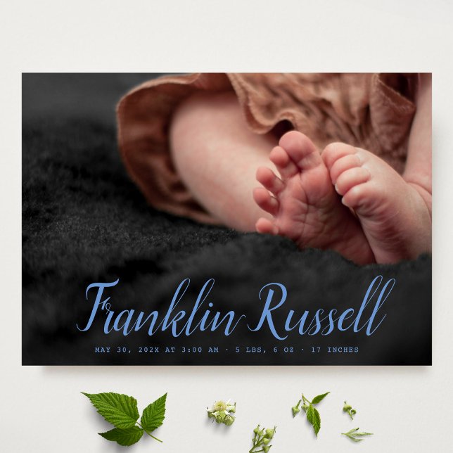 SCRIPT azul Nome garoto Bebê Anúncio de Nascimento (Criador carregado)