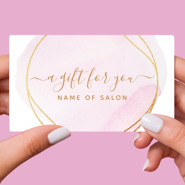 Script Blush Pink Watercolor Gold Circle Gift Card (Criador carregado)