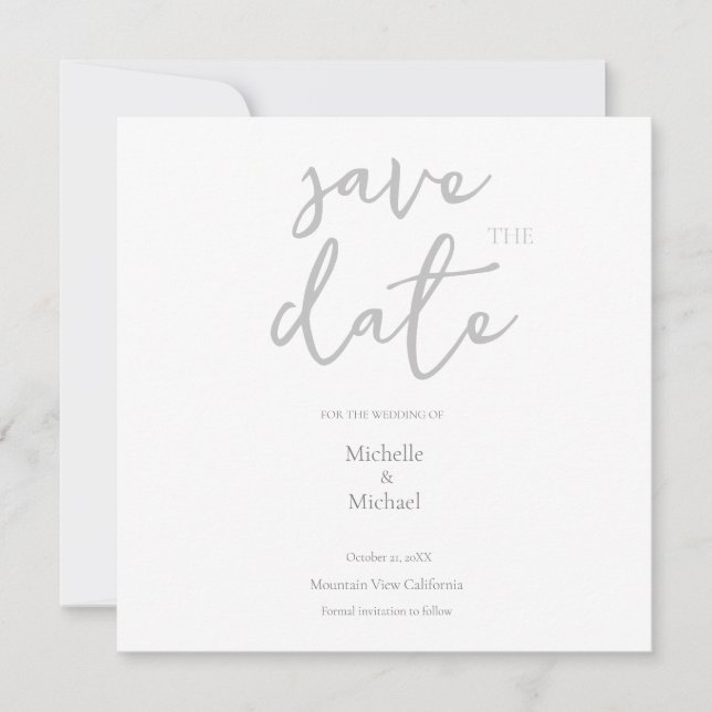 Script Calliographic Wedding Modern Save the Date (Frente)