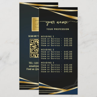 Script Classic black and gold Price List Menu