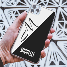 Script clássico dividido em preto e branco monogra