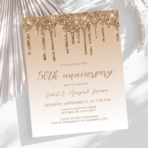 Script de 50 Aniversário Dourado de Glitter de Orç