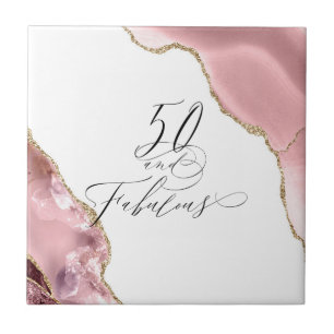 Script de Agate de Glitter Dourado com Rosa de 50 