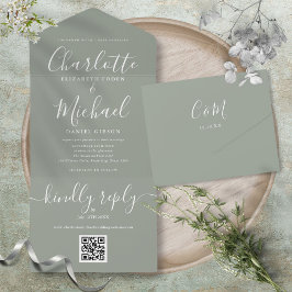 Script de Código QR Verde Salvia Casamento Minimal