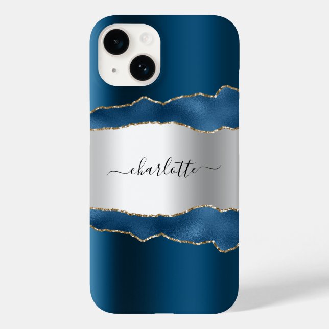 Script de nome de mármore do goma dourado azul (Verso)